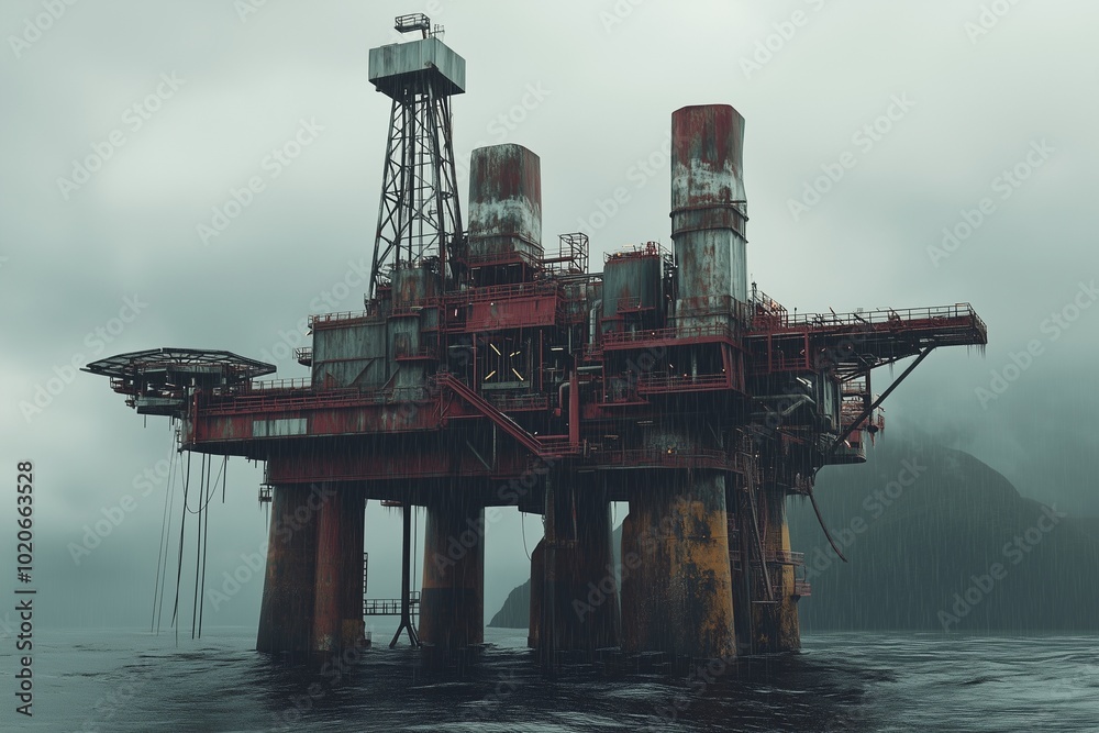 huge oil rig sea by generative ai huge oil rig sea by generative ai