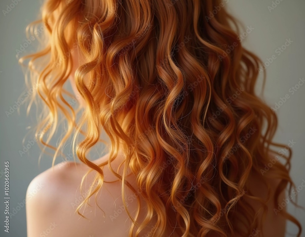 Stunning curls of honey-colored hair, showcasing their shine and bouncy texture, illuminated elegantly by gentle, natural light. Generative AI Stunning curls of honey-colored hair, showcasing their shine and bouncy texture, illuminated elegantly by gentle, natural light. Generative AI