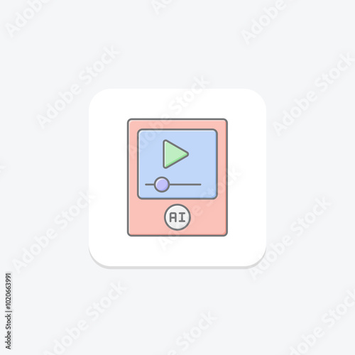 Ai Course lineal color icon , vector, pixel perfect, illustrator file