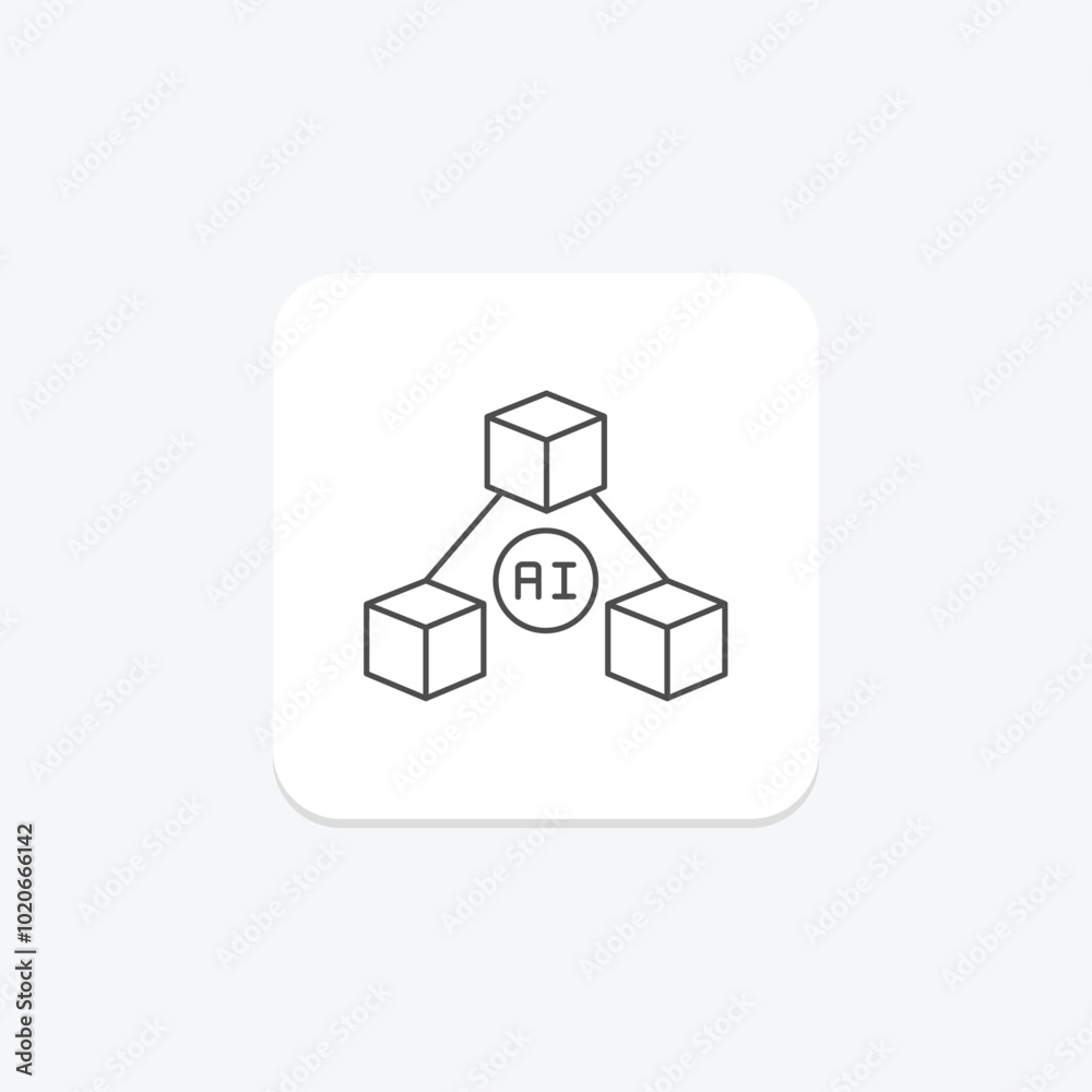 Ai Blockchain thinline icon , vector, pixel perfect, illustrator file Ai Blockchain thinline icon , vector, pixel perfect, illustrator file