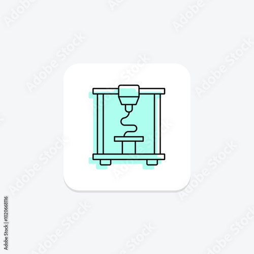 D Printer color shadow thinline icon , vector, pixel perfect, illustrator file