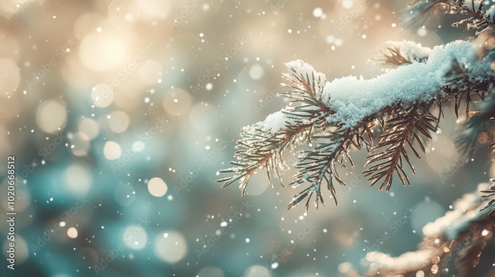 The Wintery Pine Branch Scene The Wintery Pine Branch Scene
