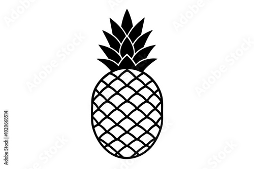 pineapple silhouette, Pineapple Fruit black color only