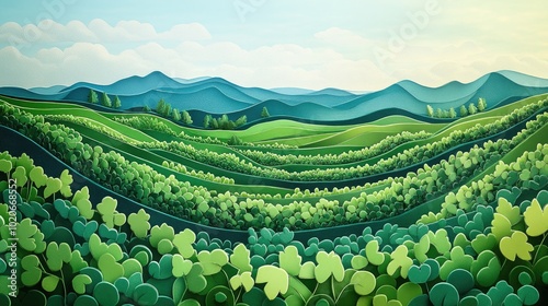 Lush green vineyards thriving in a field on a summer day highlighting themes of agriculture and winemaking photo