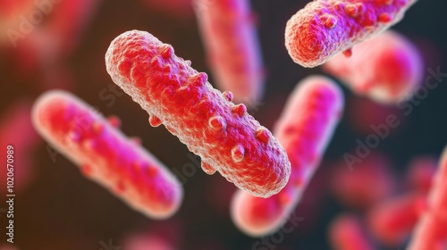 Mutant bacteria resisting multiple antibiotics, superbug evolution, 3D illustration photo