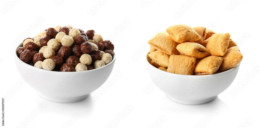 bowl of cereal breakfast white background