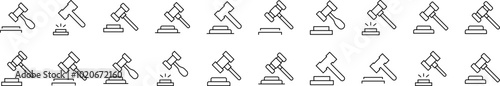 Judicial Gavel Related Line Icon Collection. Editable Stroke. Perfect for Infographics, Articles, Books, Flyers, Banners
