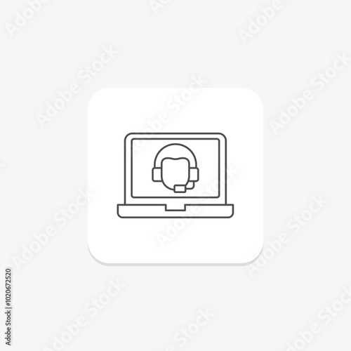 Virtual Assistant thinline icon , vector, pixel perfect, illustrator file