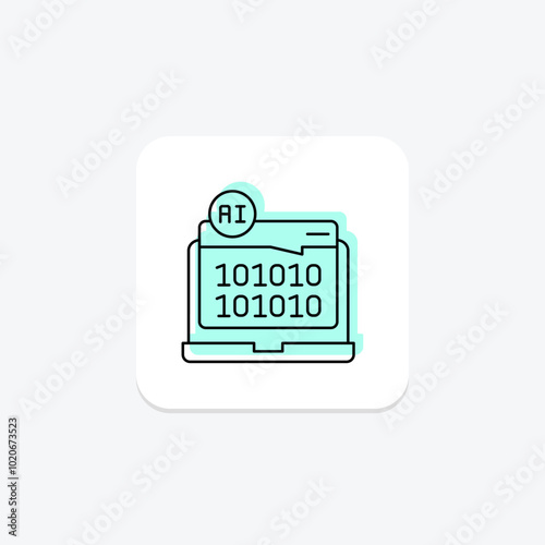 Ai Programming Code color shadow thinline icon , vector, pixel perfect, illustrator file