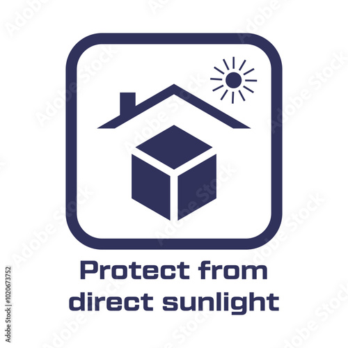 Protect from direct sunlight packaging vector, protect from direct sunlight, packaging symbol, sun protection, avoid sunlight, heat sensitive, shipping warning, packaging instructions, Web