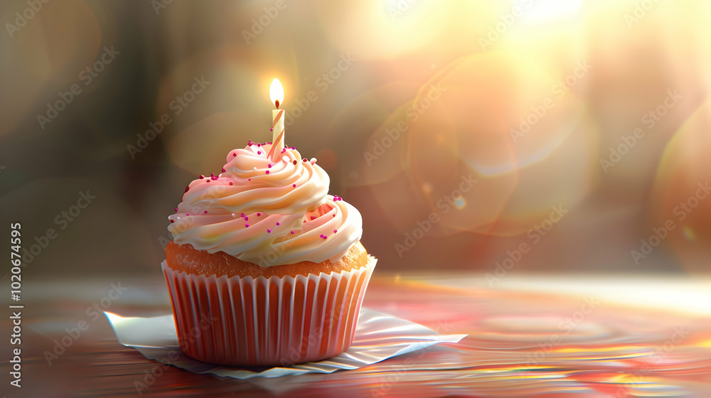Festive Birthday Cupcake Topped with Candle and Sparkler for Celebration
Festive Birthday Cupcake Topped with Candle and Sparkler for Celebration