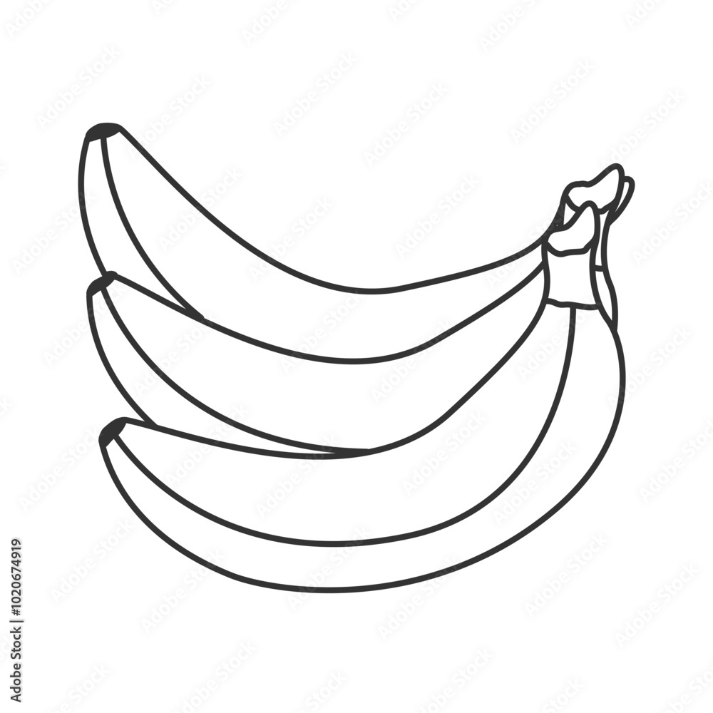 Hand drawn banana bunch icon in hand drawn doodle style. Outline banana fruit isolated Hand drawn banana bunch icon in hand drawn doodle style. Outline banana fruit isolated