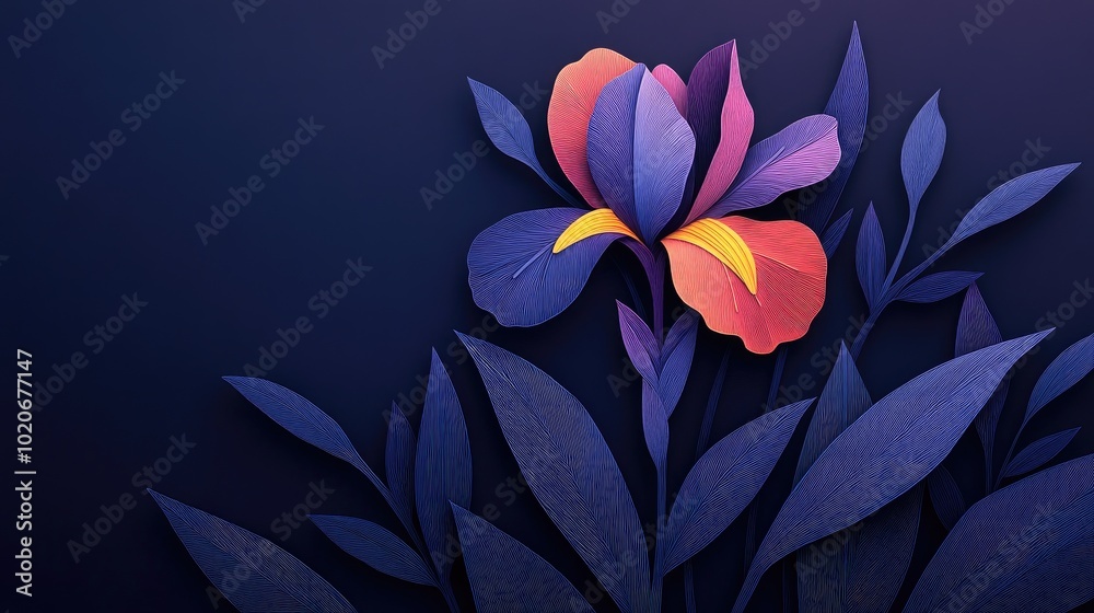 Iris flower blooms against a dark backdrop Iris flower blossoms on a dark background Iris flower blooms against a dark backdrop Iris flower blossoms on a dark background