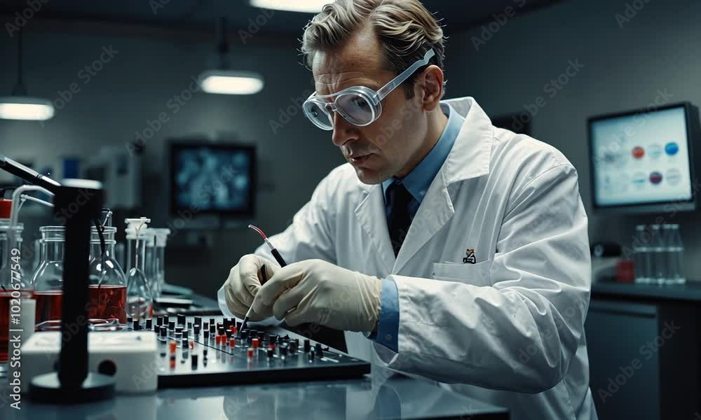 Scientist working in lab. Doctors making medical research