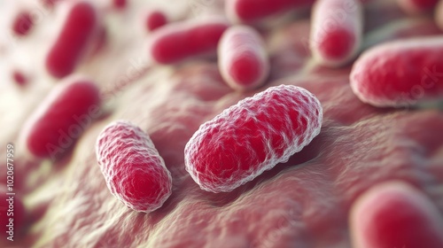 Visualizing antibiotic-resistant bacteria on skin, infection risk, 3D illustration