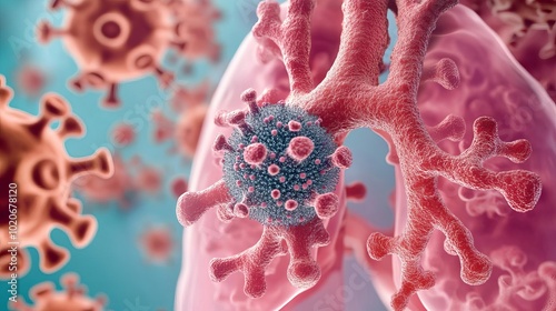 Visualizing bacterial biofilm in lungs, infection resistance, 3D illustration photo