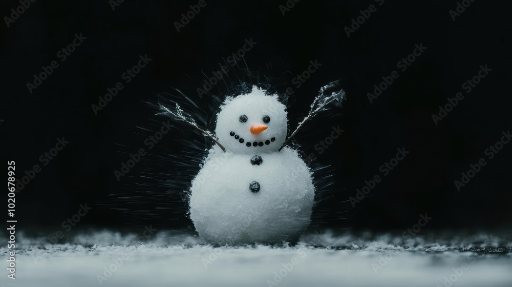Obraz premium A snowman is standing in the snow