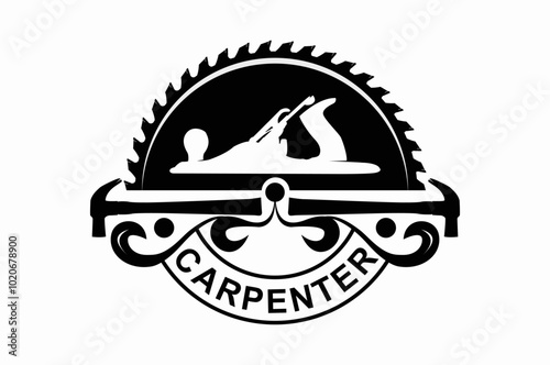 Carpenter wood worker, logo design illustration