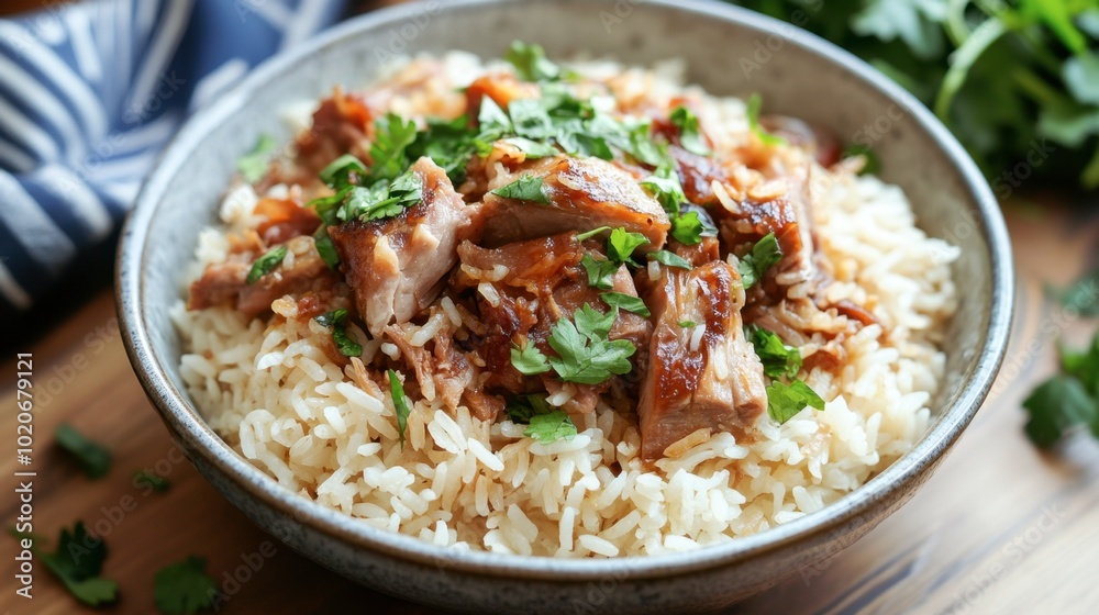 Delicious pork leg rice with tender braised pork, fragrant jasmine rice, and fresh greens, plated beautifully for a perfect meal. Delicious pork leg rice with tender braised pork, fragrant jasmine rice, and fresh greens, plated beautifully for a perfect meal.