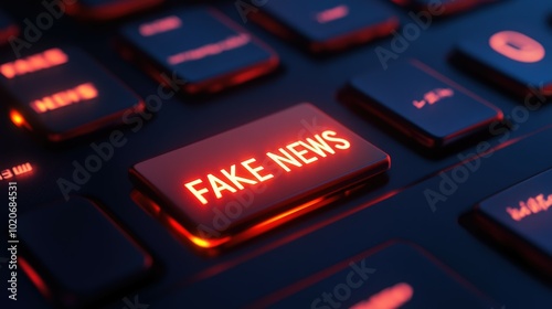 Fake news concept with glowing keyboard button photo