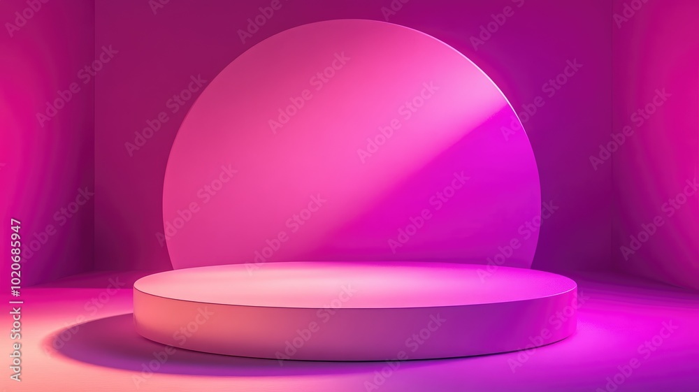 Obraz premium A Pink Cylindrical Platform with a Half-Circle Behind It