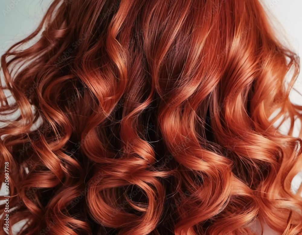 Close-up showcases radiant bright red hair with defined curls, capturing glossy texture and natural shine under soft lighting. Intricate details of each curl enhance the overall beauty. Generative AI Close-up showcases radiant bright red hair with defined curls, capturing glossy texture and natural shine under soft lighting. Intricate details of each curl enhance the overall beauty. Generative AI
