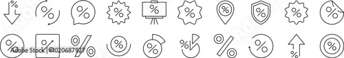 Percent as Symbol of Sale Outline Image Collection. Editable Stroke. Perfect for Infographics, Articles, Books, Flyers, Banners