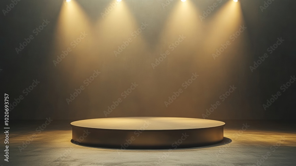 Circular Platform Illuminated by Spotlights Circular Platform Illuminated by Spotlights