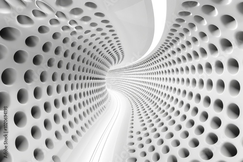 Abstract white geometric round shape background, halftone dots design, pattern