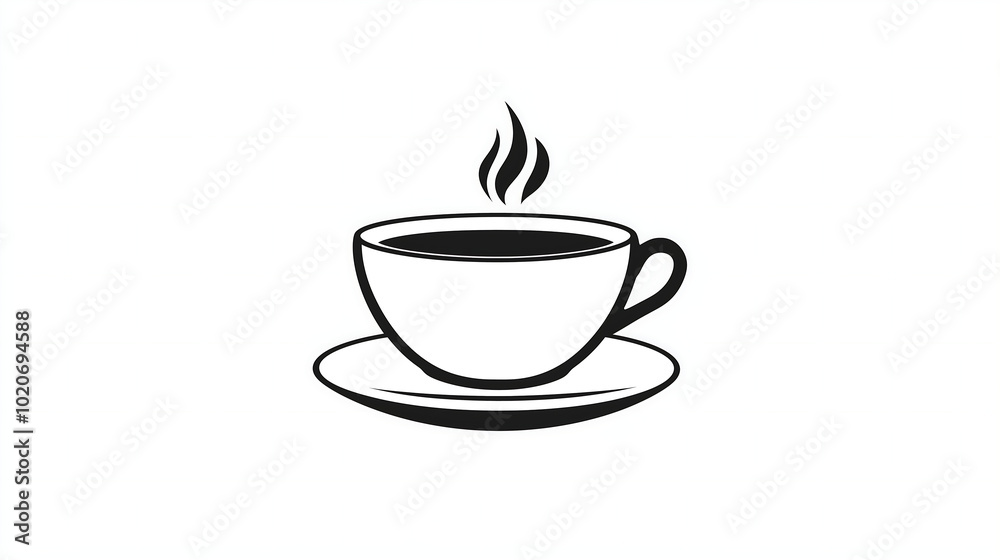black and white silhouette of a coffee cup with steam rising from it sitting on a saucer black and white silhouette of a coffee cup with steam rising from it sitting on a saucer