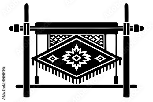  Iranian Carpet Loom Silhouette Vector Illustration Traditional Clipart