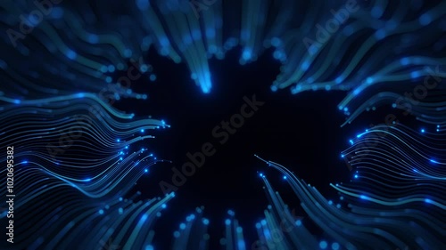 A blue and purple image of a spiral with a hole in the middle. The image has a futuristic and otherworldly feel to it