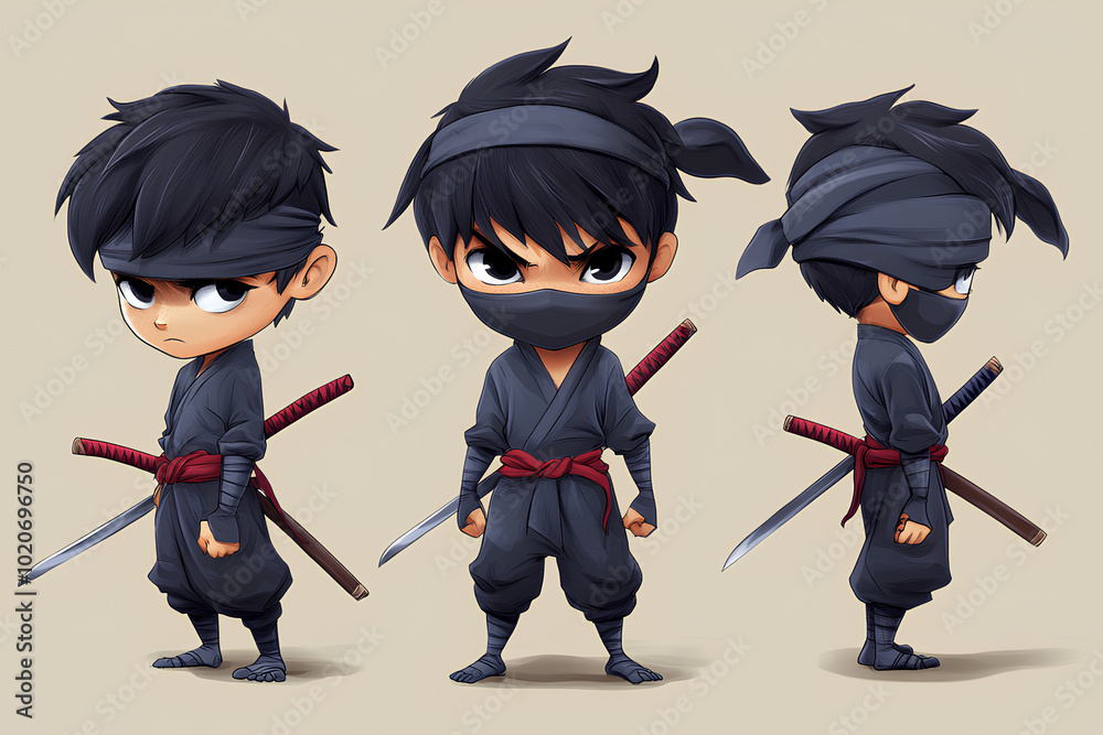 character cartoon Ninja boy, illustration