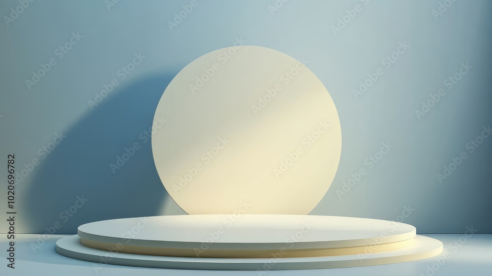Abstract Minimalist Product Display Platform with Circular Shape and Light Blue Background Abstract Minimalist Product Display Platform with Circular Shape and Light Blue Background