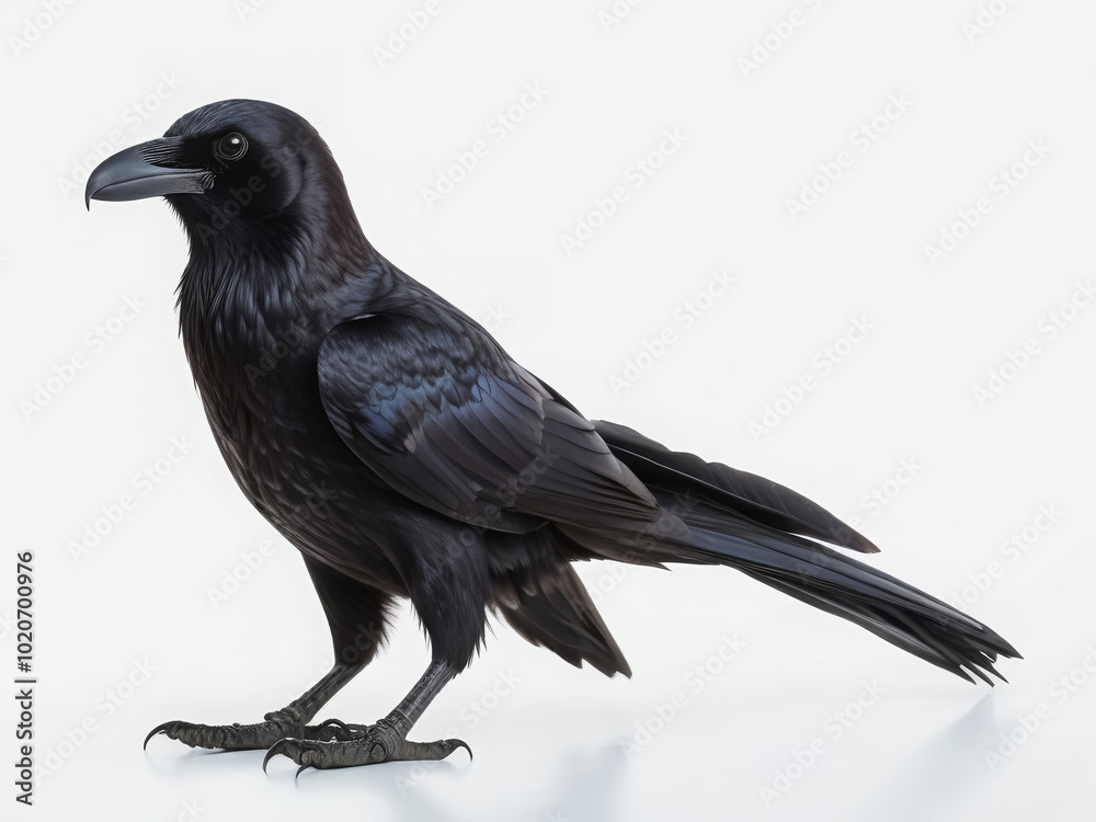 Fototapeta premium Studio photo of a raven on a white background.