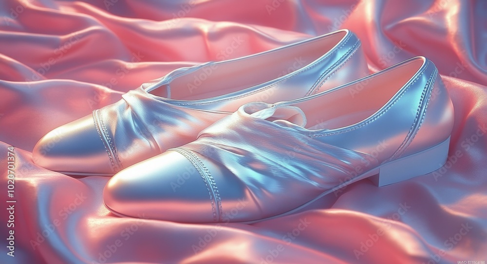 Obraz premium Shoe Art Illustration, Pink Shimmer Background