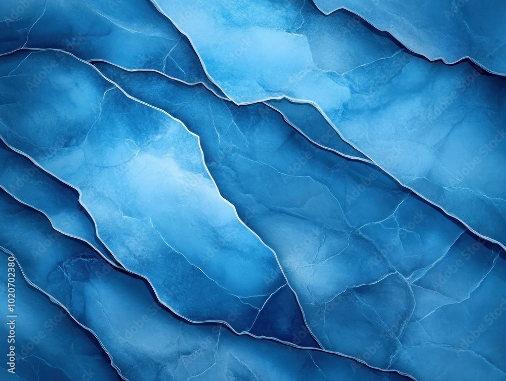 Naklejka premium Polished Blue Stone Slab with Deep Veins Creating an Organic Design, Natural Texture, Abstract Art, Background, Surface, Wall, Interior Design, Decorative, Pattern, Marble, Granite, Stonework, Rock