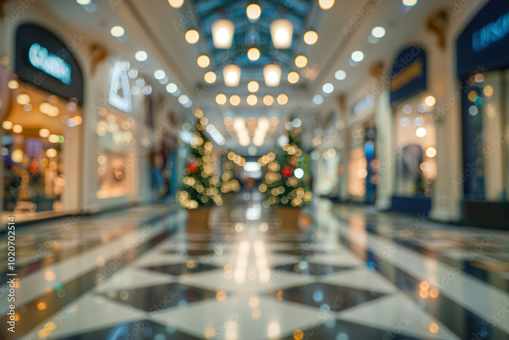 A Dreamy Blur of Holiday Shopping Charm in a Luxurious Mall Filled With Sparkling Lights A Dreamy Blur of Holiday Shopping Charm in a Luxurious Mall Filled With Sparkling Lights