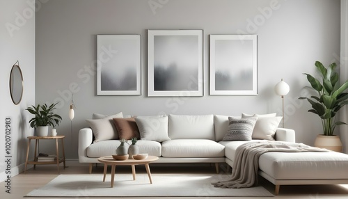 Minimalist silver bohemian interior design living room