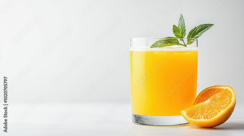 Refreshing Orange Juice with Mint Garnish Refreshing Orange Juice with Mint Garnish