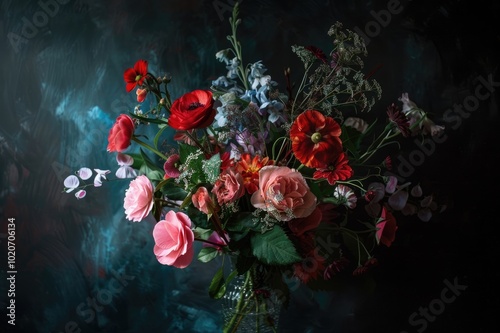 Paint on a bouquet of flowers