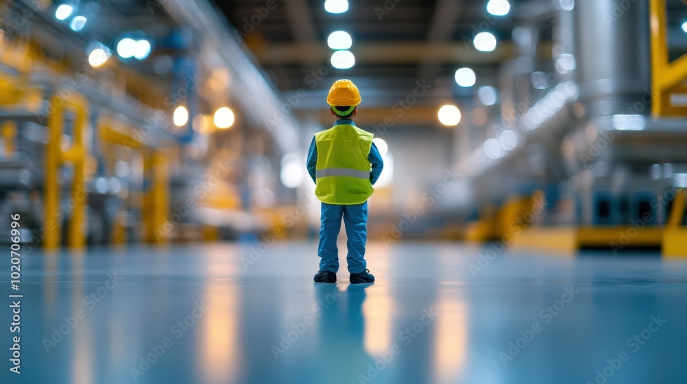 Fototapeta premium worker in safety vest standing in warehouse