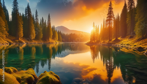 sunset over the river