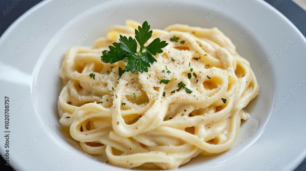 delicious homemade pasta dish with parsley garnish delicious homemade pasta dish with parsley garnish