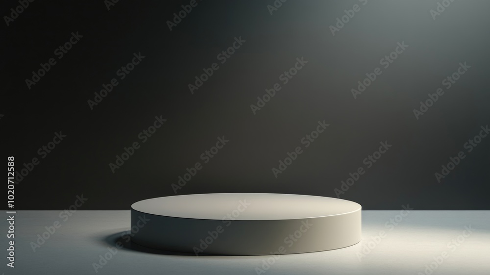 White Cylinder Platform on a White Surface with a Dark Background White Cylinder Platform on a White Surface with a Dark Background