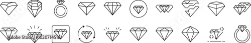 Diamond Outline Image Collection. Editable Stroke. Perfect for Infographics, Articles, Books, Flyers, Banners