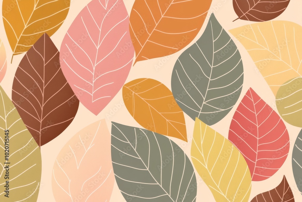 Obraz premium An abstract pattern of overlapping leaves in muted autumn tones