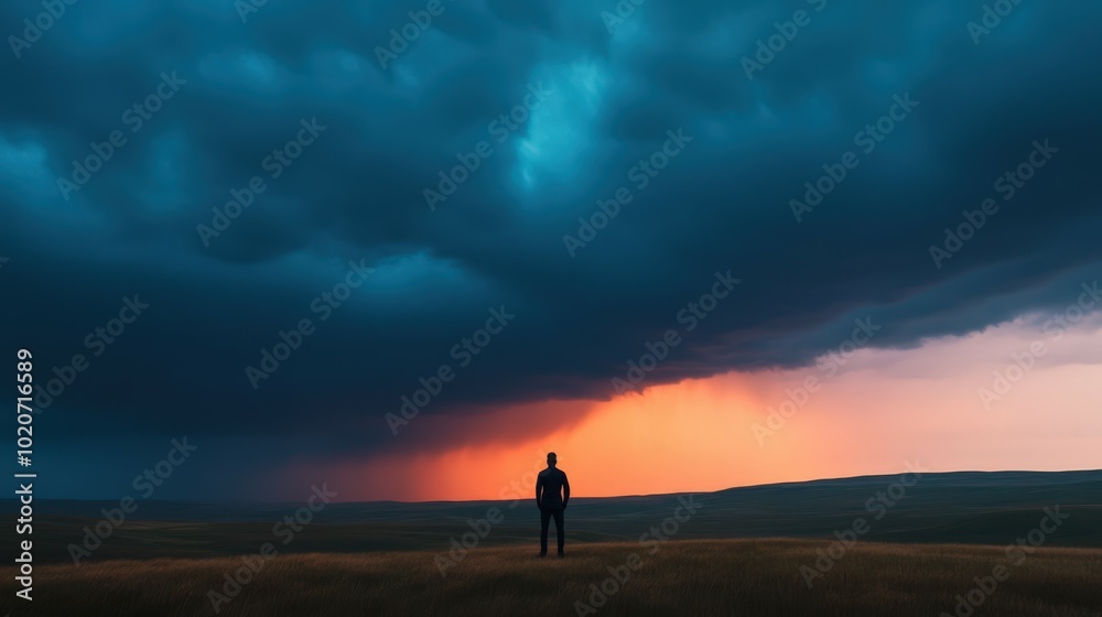 lone figure standing in a dramatic landscape lone figure standing in a dramatic landscape