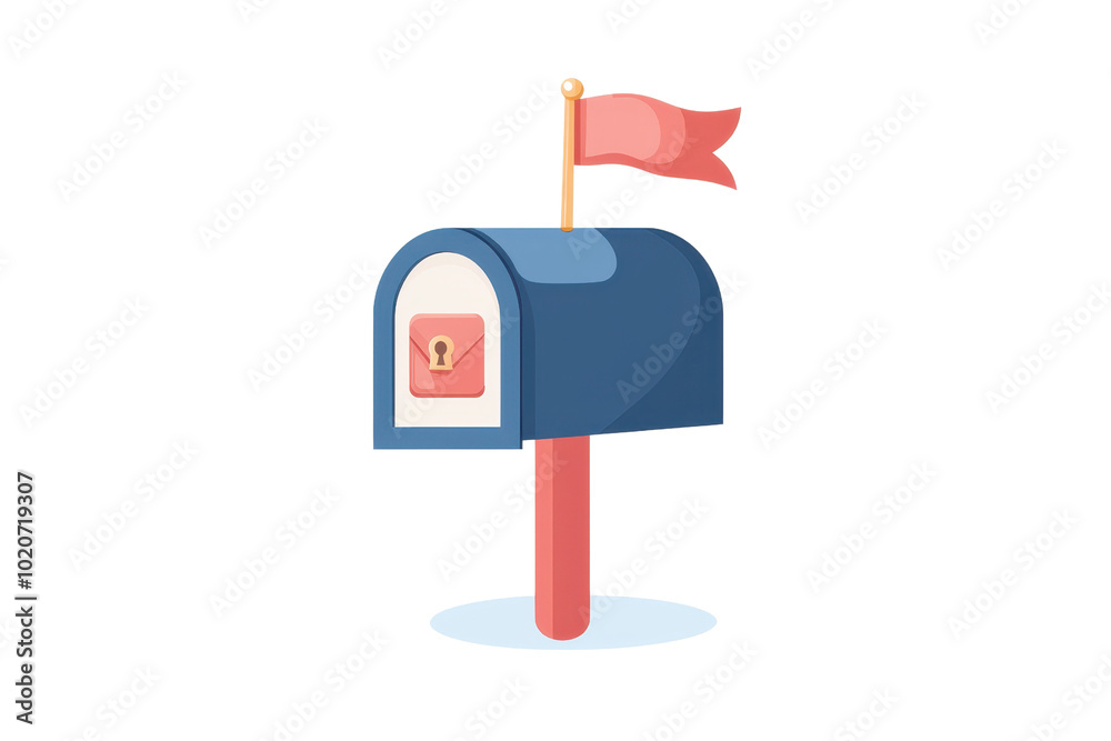 Vector illustration of blue mailbox with red flag, isolated on a transparent background. Ideal for postal, communication, or delivery themes. Vector illustration of blue mailbox with red flag, isolated on a transparent background. Ideal for postal, communication, or delivery themes.