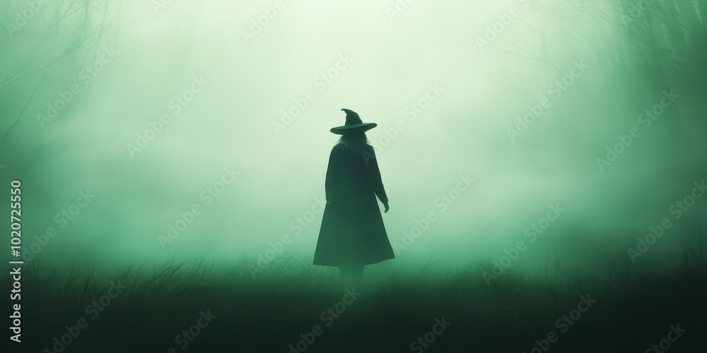 Mysterious figure in a cloak and hat standing in a foggy forest, evoking a sense of magic and intrigue. Mysterious figure in a cloak and hat standing in a foggy forest, evoking a sense of magic and intrigue.